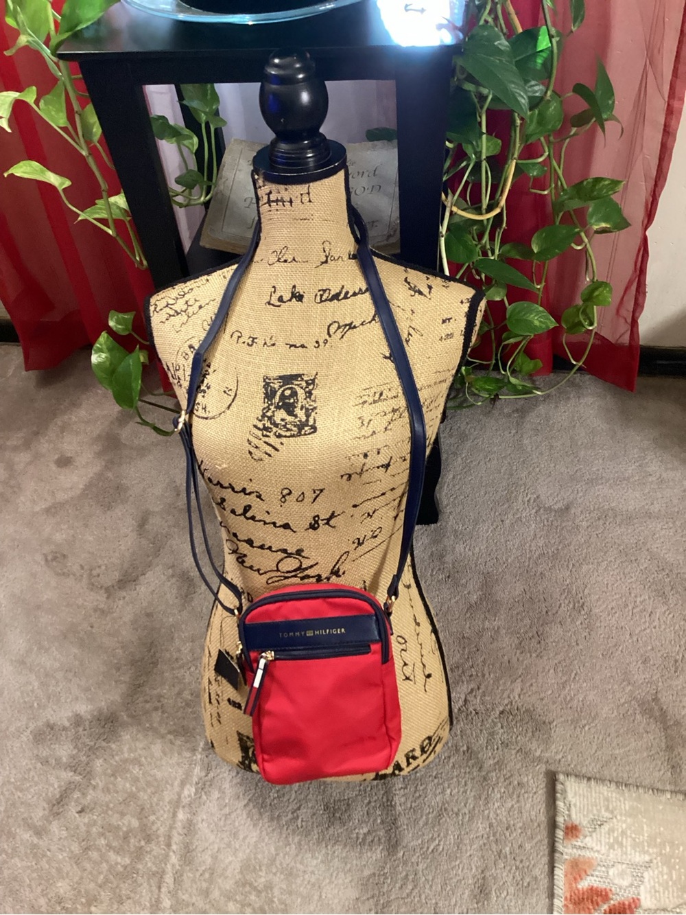 Tommy Hilfiger Red and Navy Crossbody Phone Pouch